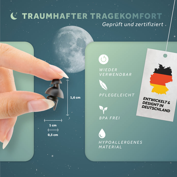Dream+ | Bouchons d'oreilles de protection auditive pour dormeurs latéraux