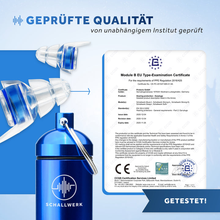 Schallwerk Music Gehörschutz in blau geprüfte Qualität 